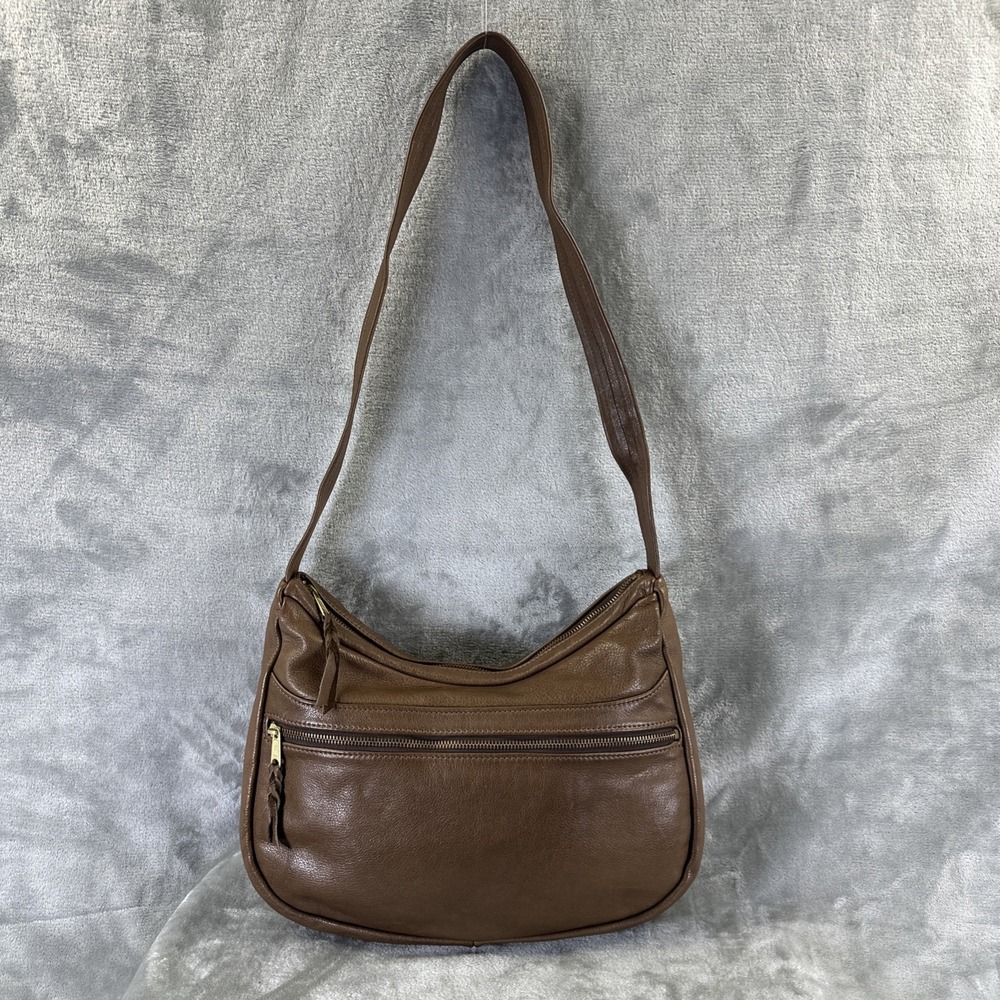 VTG Shoulder Bag Purse Brown Leather Unlined Interior (suede)